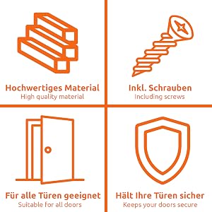 hochwertiges Material, inkl. Schrauben, für alle Türen geeignet 