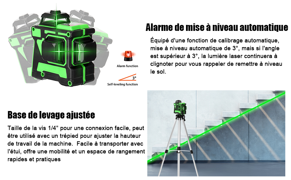 3D 12 Lignes Laser Rotatif Horizontal Vertical d'outil