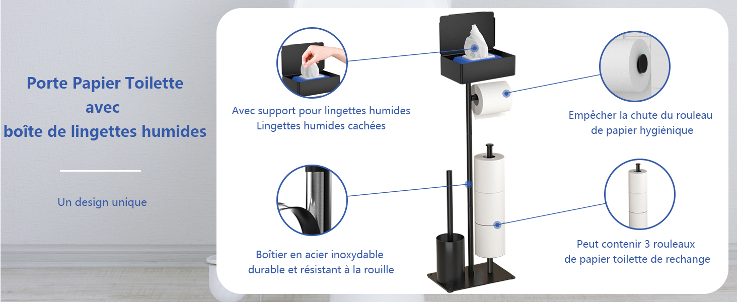 Porte Papier Toilette avec Brosse WC