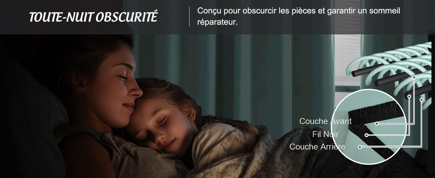 Le texte indique « TOUTE NUIT OBSCURITÉ ». Images promotionnelles sombres montrant des silhouettes et des éléments lumineux dans des décors nocturnes.