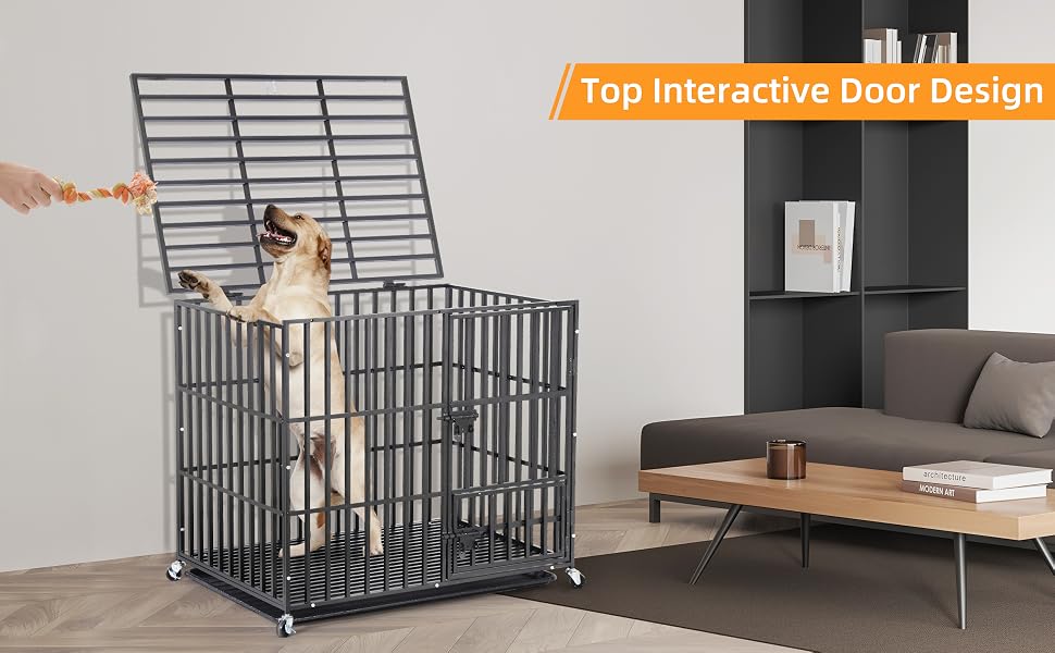 BingoPaw Gabbia per Cani Grande in Metallo Struttura Pesante, Kennel per Cani