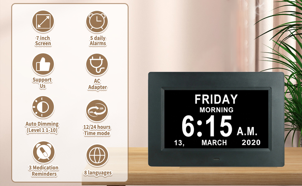 digital clock, digital wall clock, calendar, digital wall clock