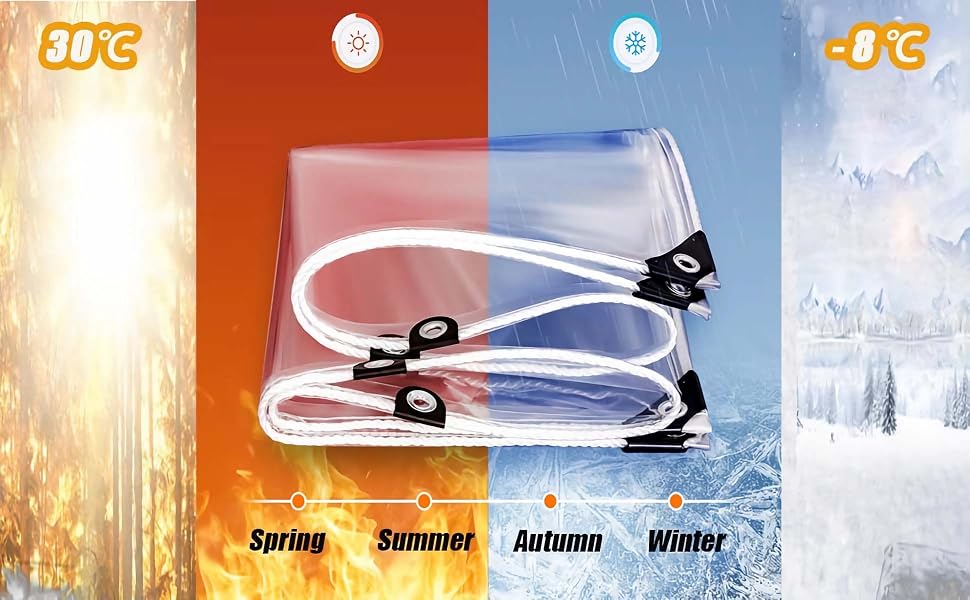 Bâche Transparente extérieur bâche de Couverture Transparente imperméable avec œillets Tarp