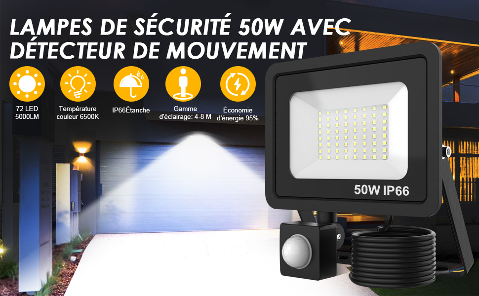 spot led extérieur detecteur de mouvement