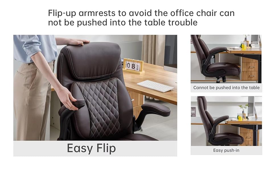 chaise de bureau confortable travail inclinable robuste base en métal rembourrée épaisse appui-tête pivotant adultes