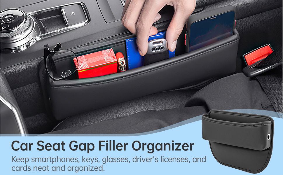 Organisateur Voiture - Poche De Rangement Pour Siège Avant - Cuir Synthétique - Rangement Téléphone, Clés, Cartes, Lunettes - Universel