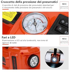 Cric Elettrico Idraulico con Inflator per Cambio Pneumatici