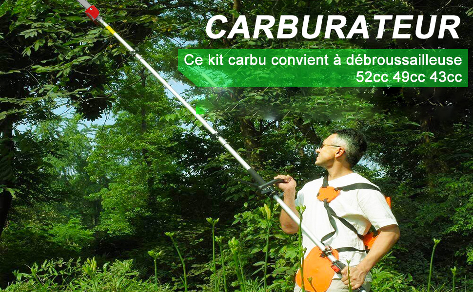  Ce kit carbu convient à débroussailleuse 52cc 49cc 43cc 
