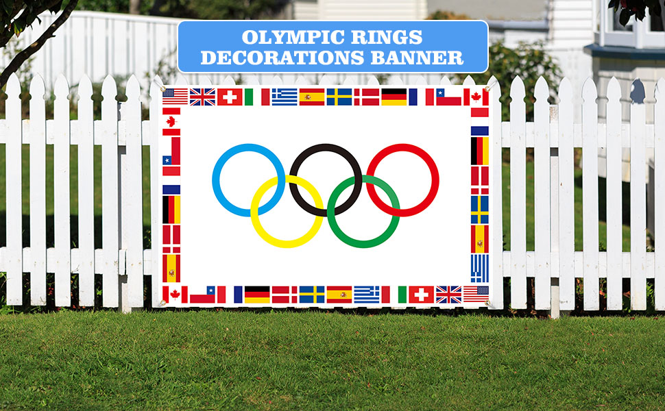 Bannière de décorations d'anneaux olympiques