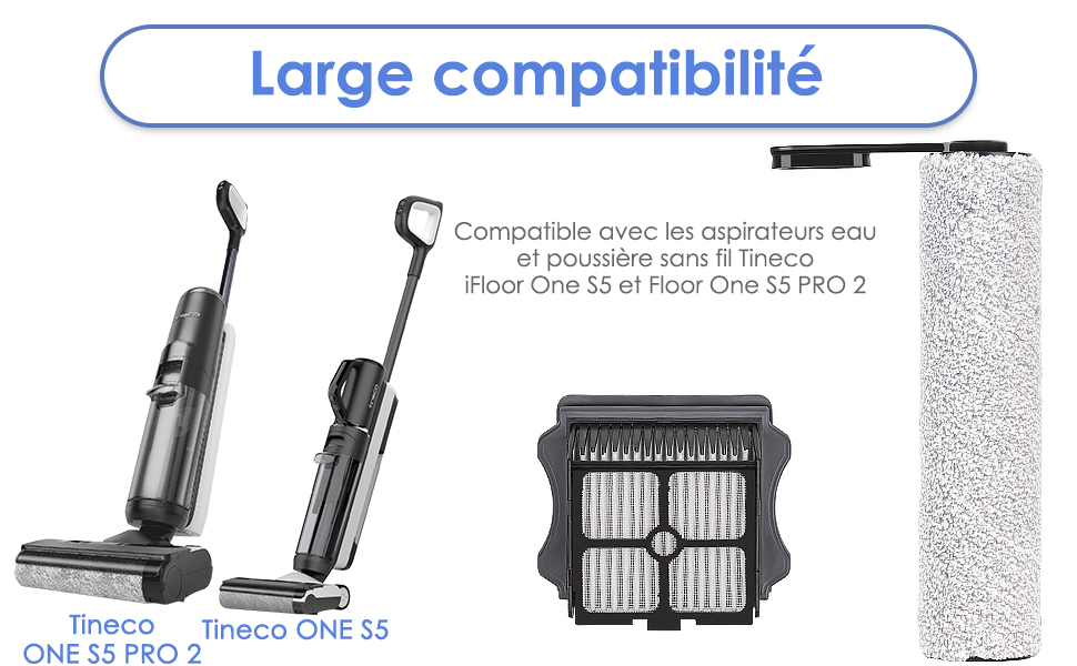 Replacement Brush Rollers and HEPA Filters Compatible with Tineco Floor ONE S5