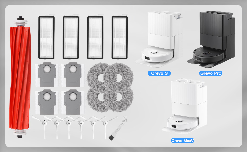 Fixbetter Kit d'accessoires pour robot Roborock Q Revo MaxV/Q Revo Pro Pièces de rechange