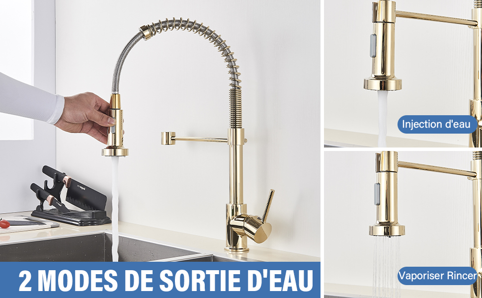 Robinet Cuisine doré brossé