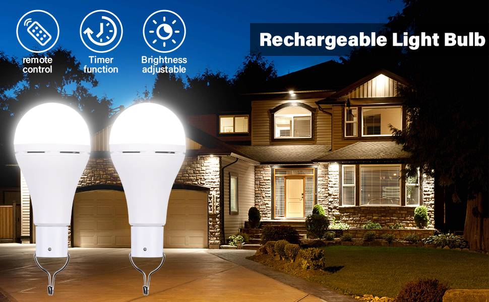CC I-SHUNFA Ampoule Rechargeable USB-C Avec Télécommande, Ampoules LED E27 7W AC100-240V, - Bricolage
