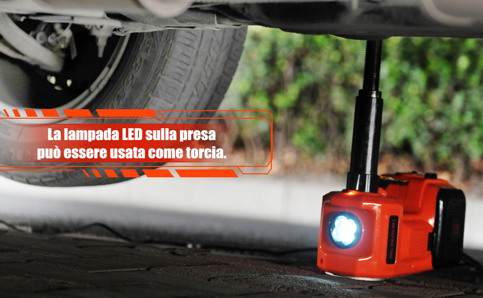 Cric Elettrico Idraulico con Inflator per Cambio Pneumatici