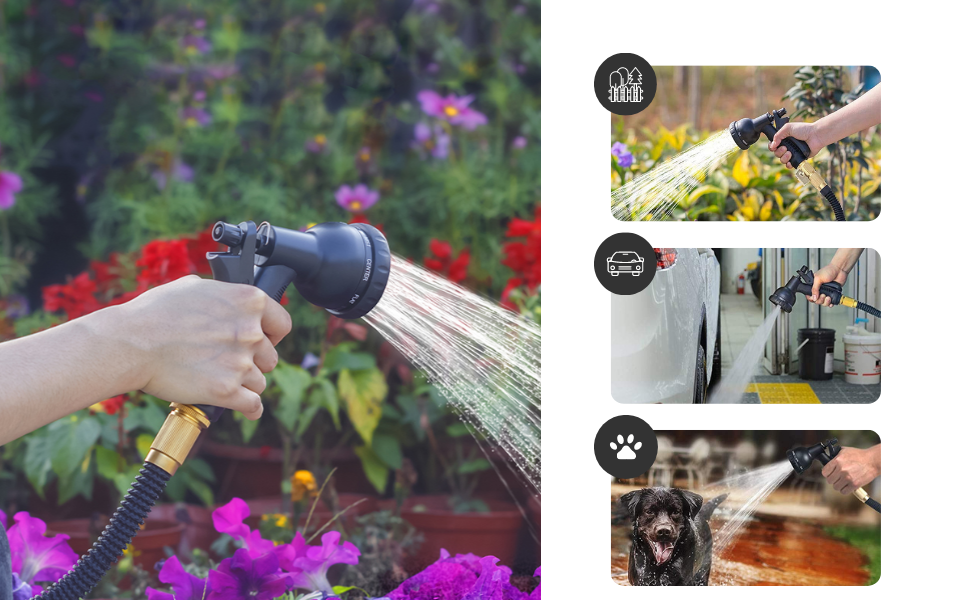 Extensible Pulvérisation Tuyau Buse Lavage De Voiture Pet Patio Jardin Arrosage Robinet Connecteurs