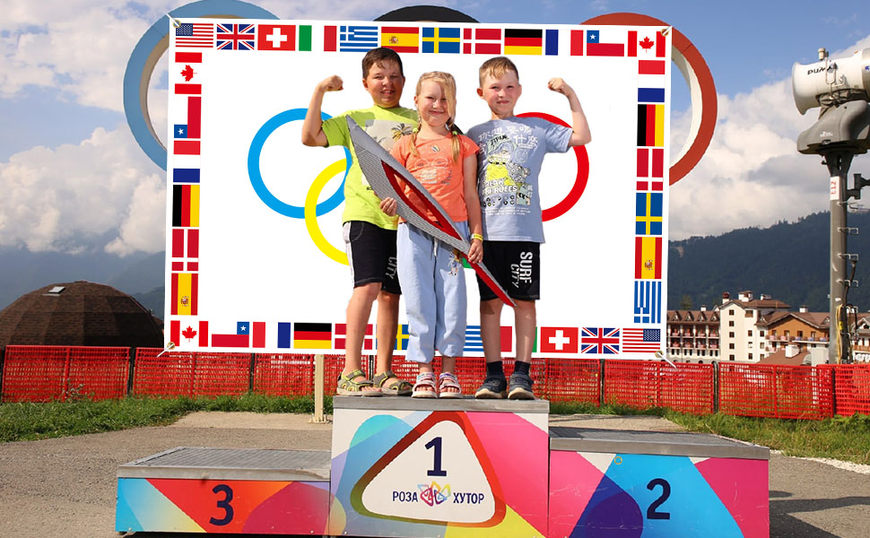 Bannière de décorations d'anneaux olympiques
