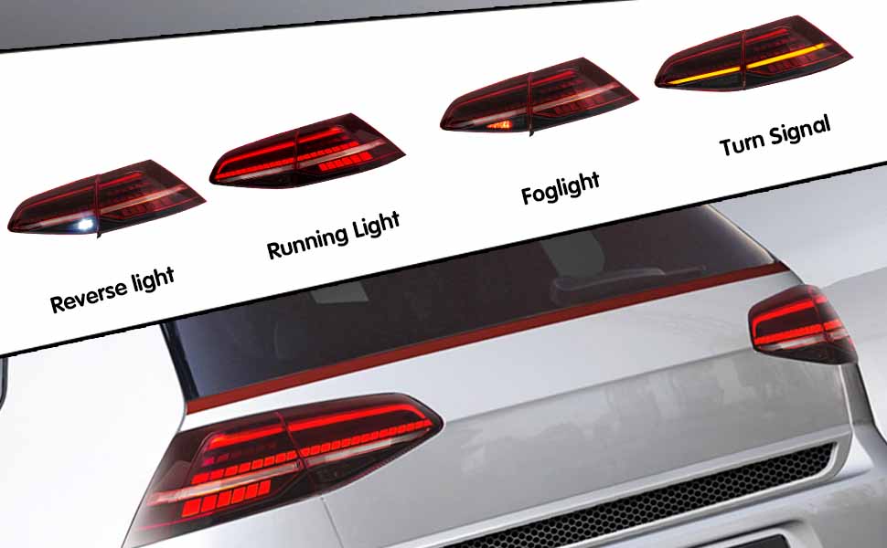 Vland Carlamp Feux arrière pour 2013 2014 2015 2016 2017 2018 2019 VW MK7 Golf 7.5