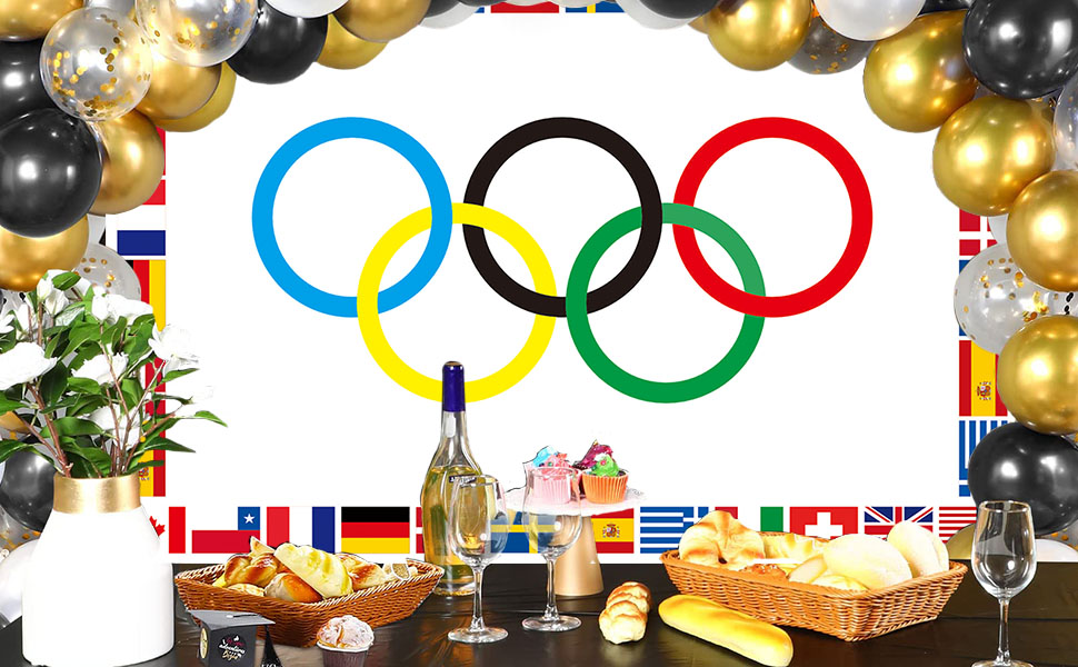 Bannière de décorations d'anneaux olympiques
