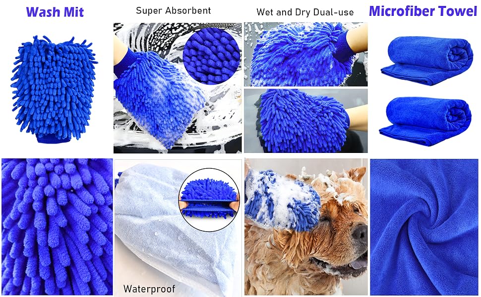 Gant de Lavage Microfibre Chenilla pour Lavage de Voiture Absorbante, Chiffons de Nettoyage