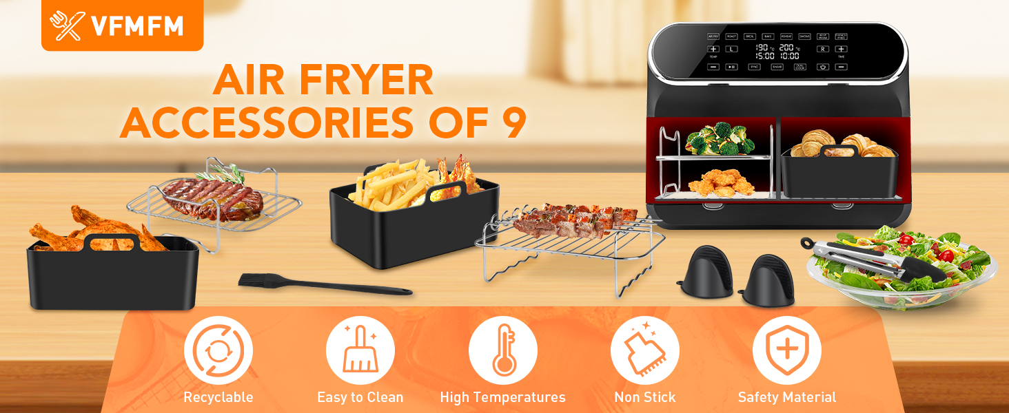 Silicone Air Fryer Liner for Ninja Dual AF300UK AF400UK AF451UK Tower T17088