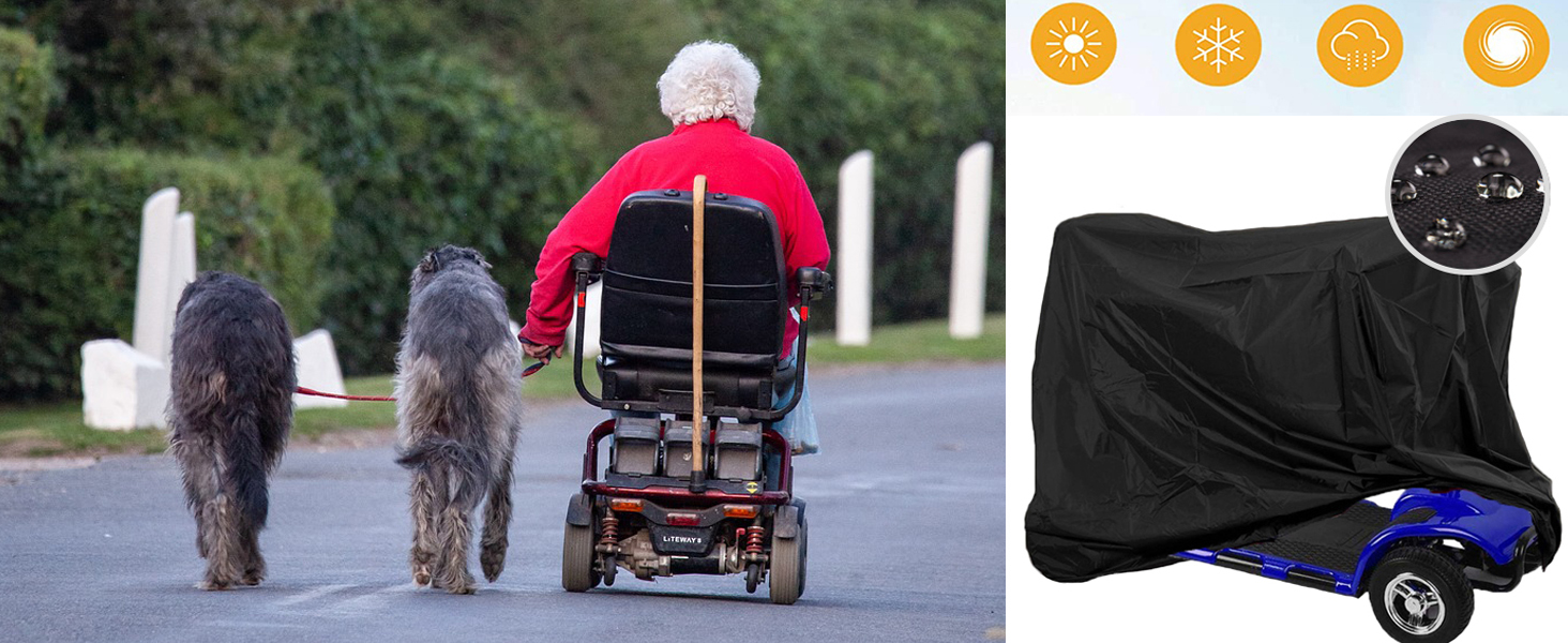 Upgraded Mobility Scooter Storage Cover, 420D Oxford Fabric Scooter Weather Cover with Strip