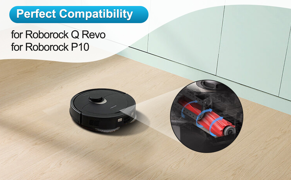 mit Kompatibilitätsinformationen für die Roborock Q Revo und P10 Modelle, wobei die Haupteinheit angezeigt wird