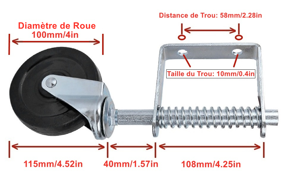 Roulette Pivotante à Ressort Roulette