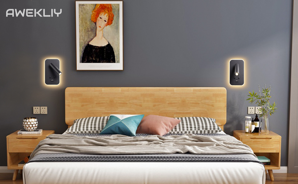 Applique murale LED, liseuse avec interrupteur