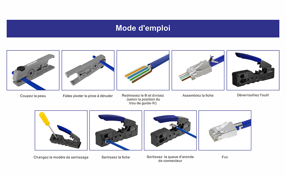 VCELINK GJ671BL Pince à sertir RJ45
