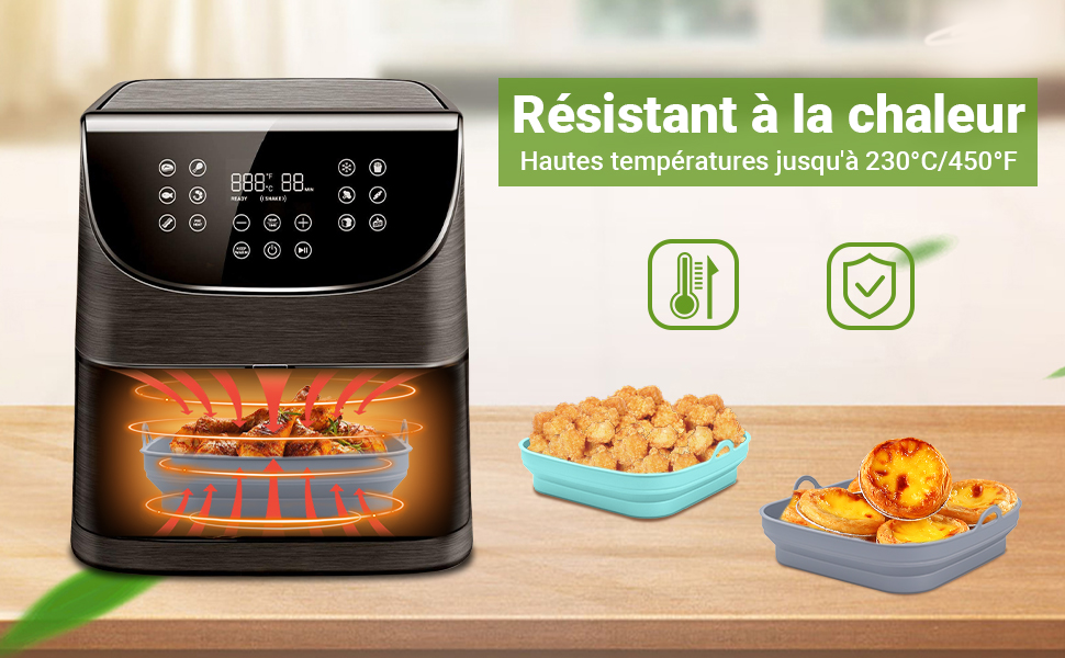 Las sartenes para freidoras de aire son resistentes al calor y aptas para microondas, horno, etc.
