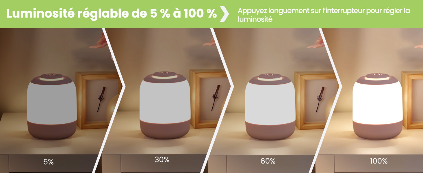 Lampe de Chevet LED Tactile Rechargeable