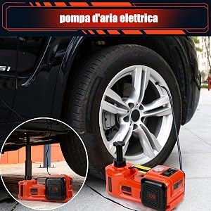 Cric Elettrico Idraulico con Inflator per Cambio Pneumatici