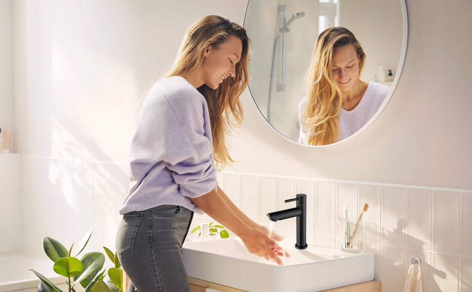 Robinet d'eau froide noir pour toilettes d'invités, robinet d'eau froide, mitigeur monocommande d'eau froide