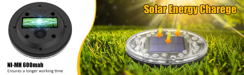 Lampes solaires de sol,  24 LED pour extérieur IP68 étanche lampes solaires de chemin d'extérieur