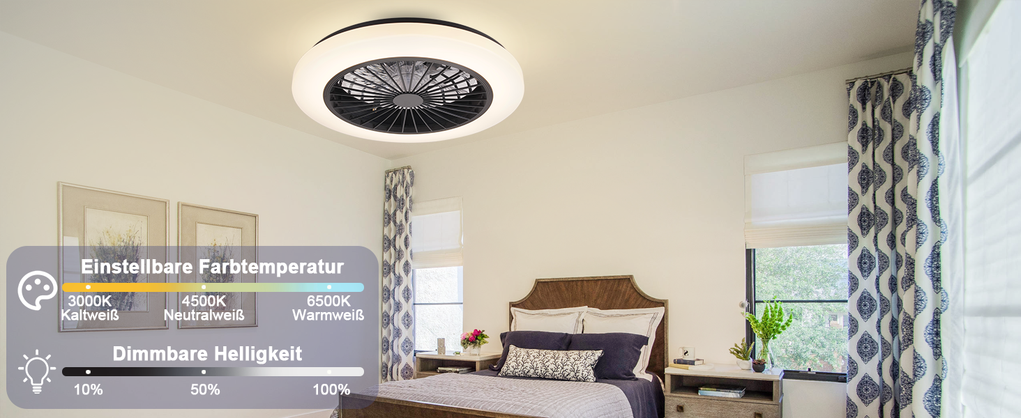 Ventilatore da soffitto con telecomando, plafoniera con ventilatore