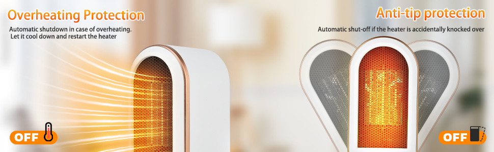 Russell Hobbs Riscaldatore a spina in ceramica da 500 W, termostato regolabile, timer da 12 ore e display a LED, 2 velocità della ventola, RHPH2001, Bianco