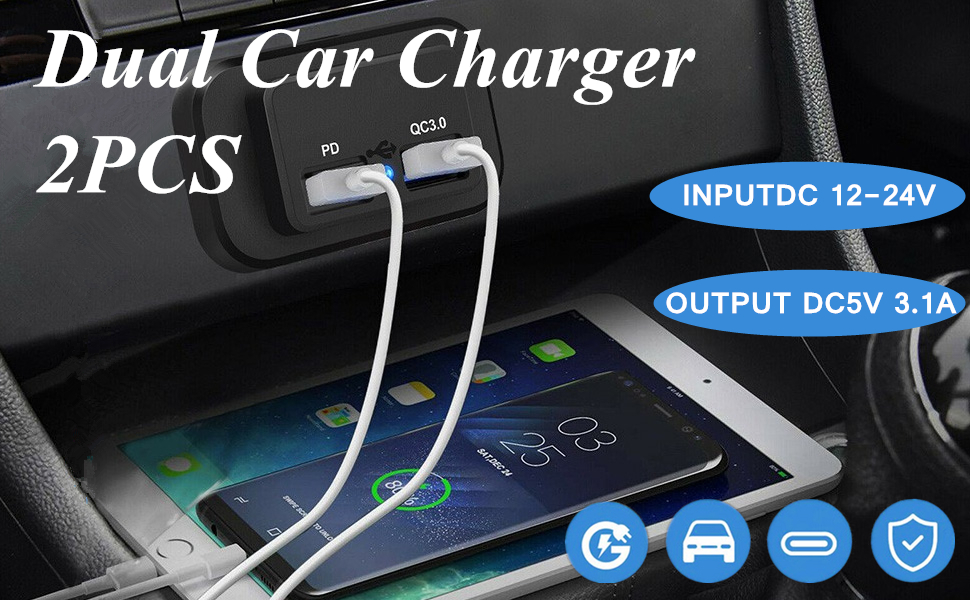 Prise de Chargeur de Voiture Double USB 4.8A