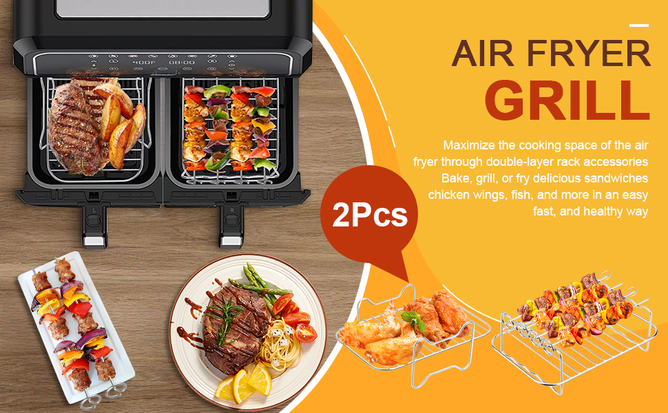 2 accessoires de friteuse à air chaud Dual Zone