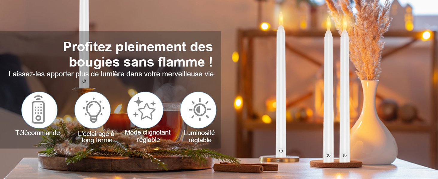 bougies cylindriques led rechargeables