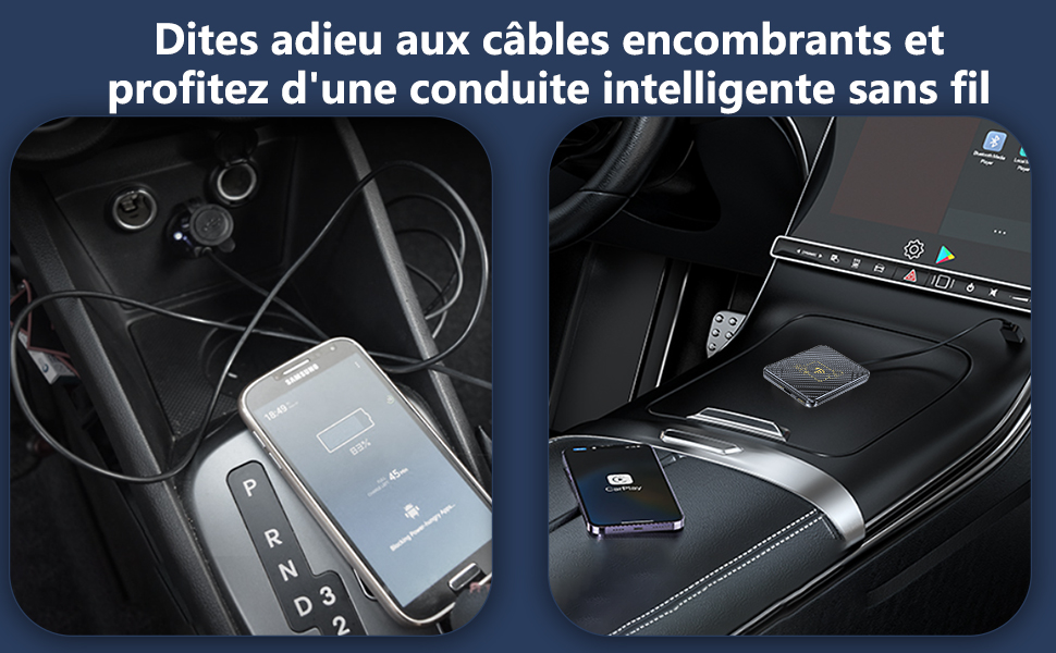 Adaptateur CarPlay Android Auto sans fil voiture Bluetooth 5.0 USB-C Car Play 
