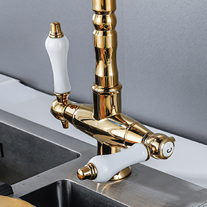 Fregadero de cocina dorado amateur