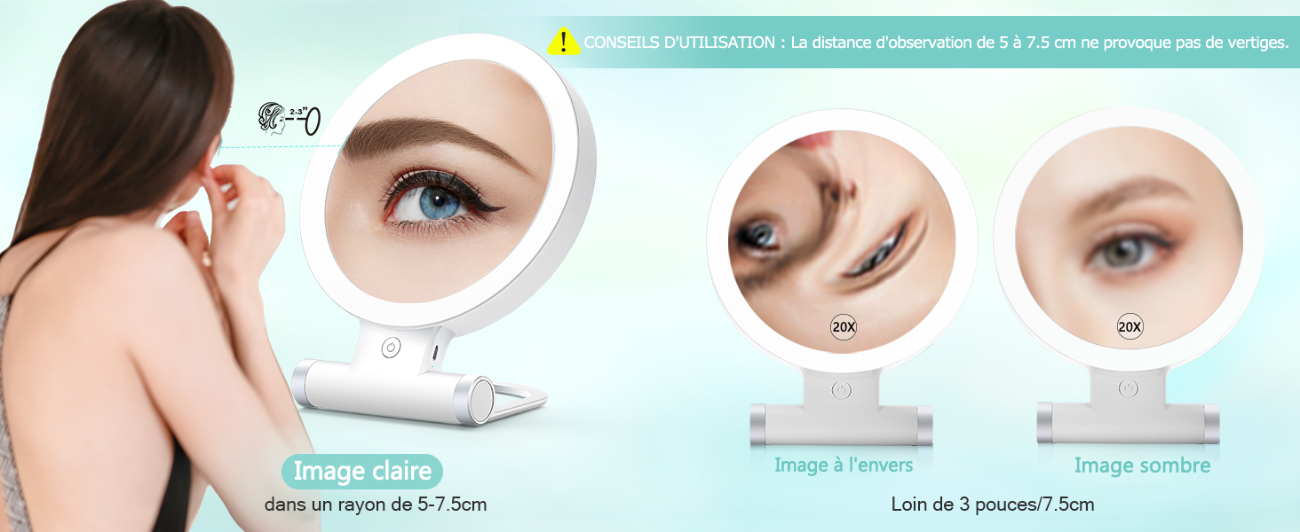 miroir grossissant lumineux