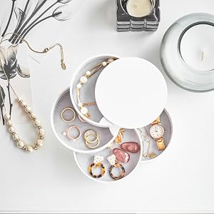 Dimension image for Stacked Jewelry Organizer on a white background