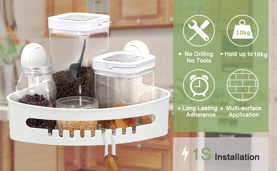 ilikable Etagère Douche d'Angle sans Perçage Etagere Salle de Bain Ventouse Amovible