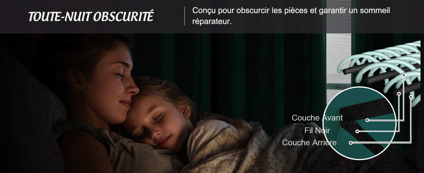 Le texte indique « TOUTE NUIT OBSCURITÉ ». Images promotionnelles sombres montrant des silhouettes et des éléments lumineux dans des décors nocturnes.