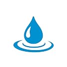 Einfaches blaues Symbol, das einen Wassertropfen darstellt, der Wellen erzeugt – minimalistisches Design style.
