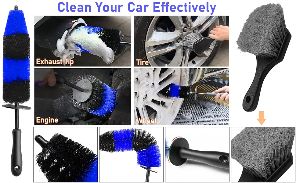 Brosse de Nettoyage pour Voiture Brosse de Détail Auto Detailing Brush Set Pinceaux de Nettoyage 