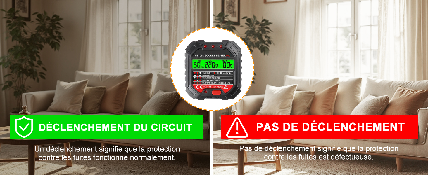 Le texte indique « DÉCLENCHEMENT DU CIRCUIT » et « PAS DE DÉCLENCHEMENT ». Schéma du stade avec indicateurs d'avertissement verts et rouges indiquant l'état du circuit.