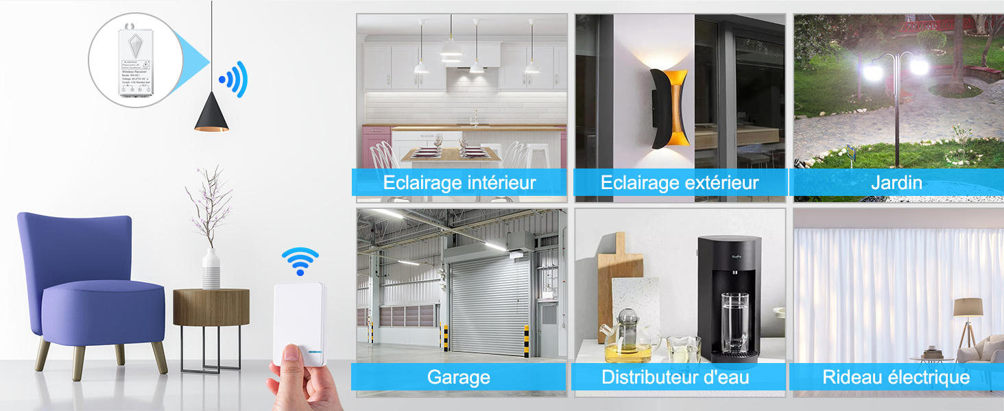kit interrupteur sans fil interupteur sans fil interieur interrupteur radio extérieur 