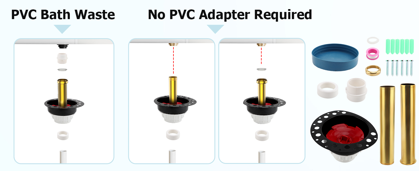 Kit de instalación empotrada para desagüe de bañera independiente de PVC